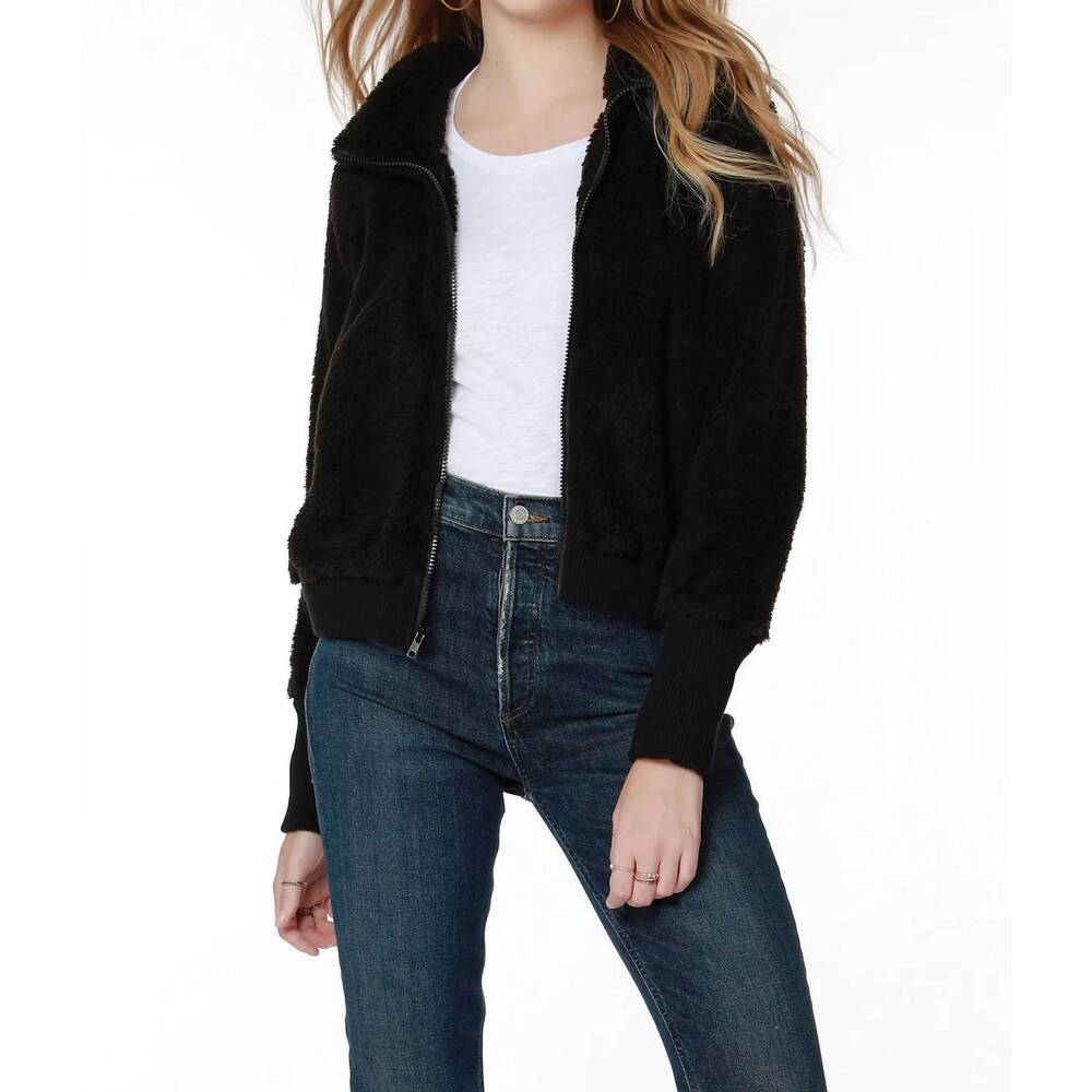 NEW BOBI zip up raglan jacket with pockets in black